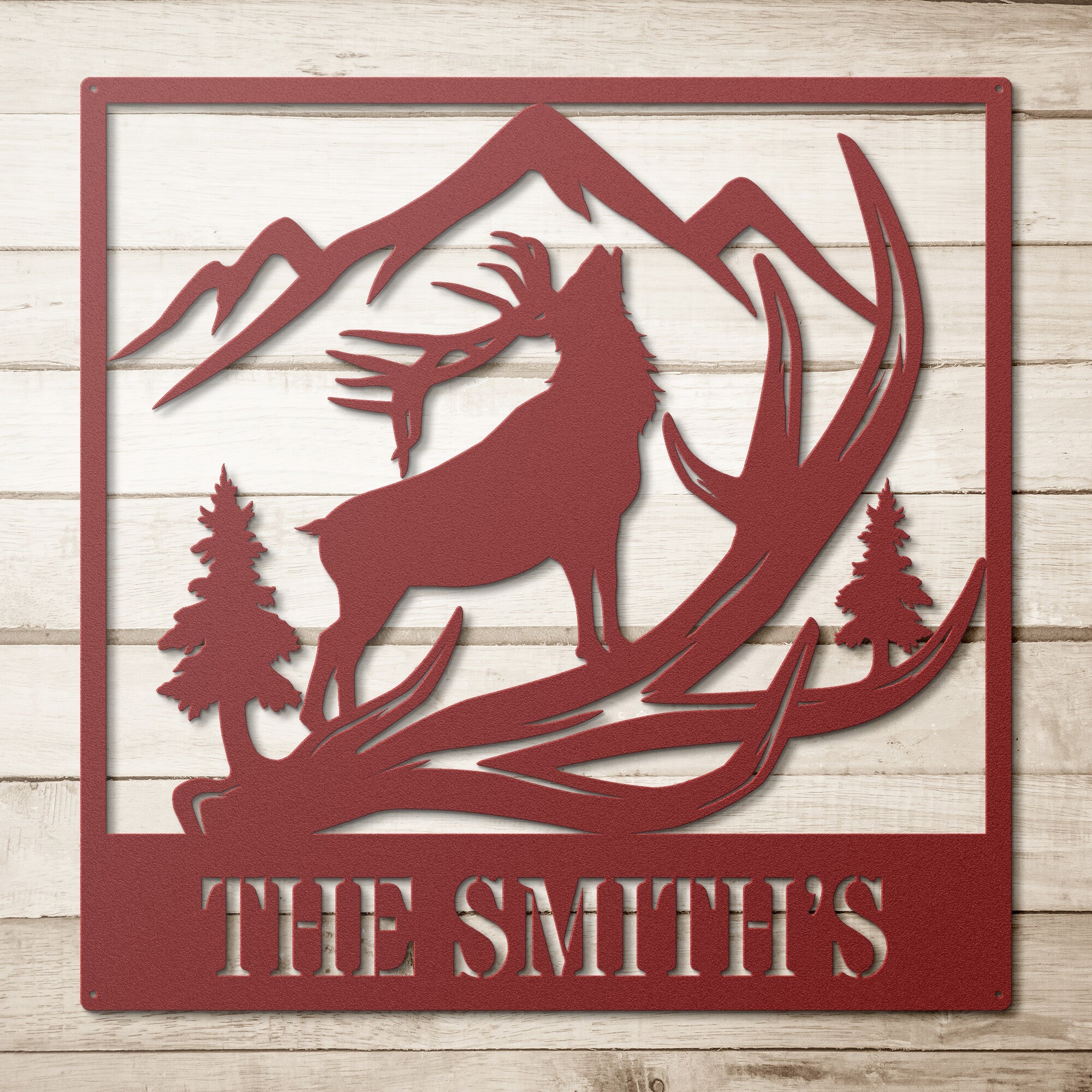 Personalized Elk Scene Family Sign - Cool Metal Signs