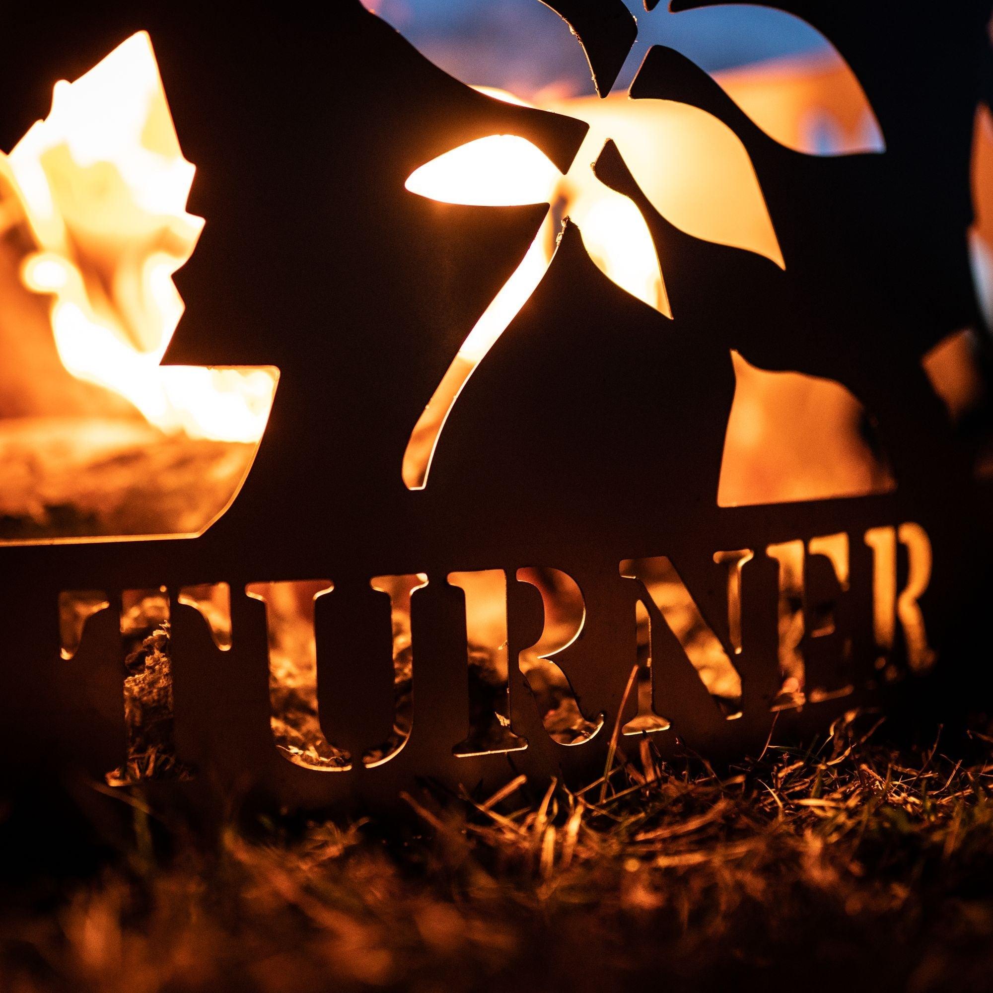 Personalized Fall Leaves Fire Pit Ring - Cool Metal Signs