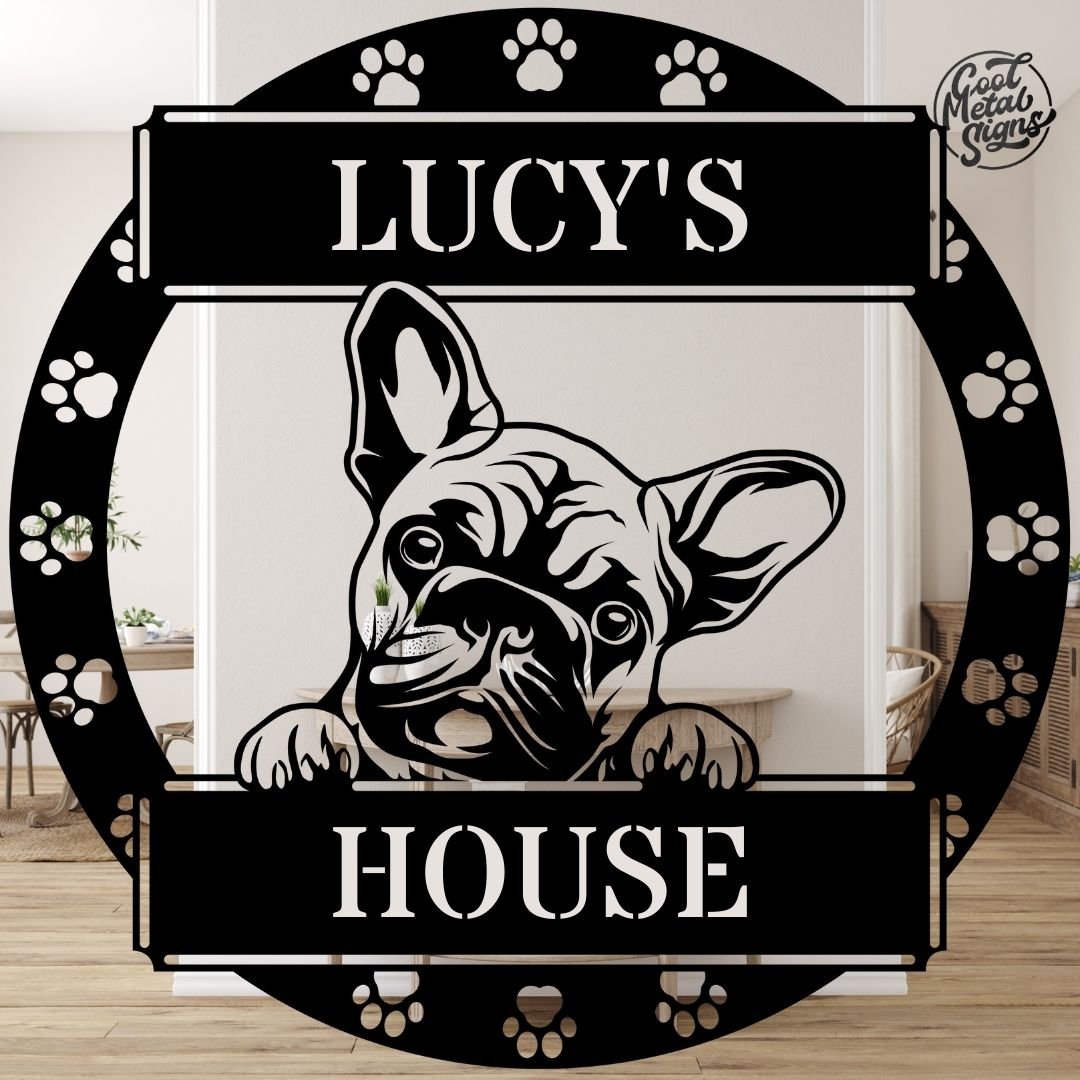 Personalized French Bulldog Monogram - Cool Metal Signs