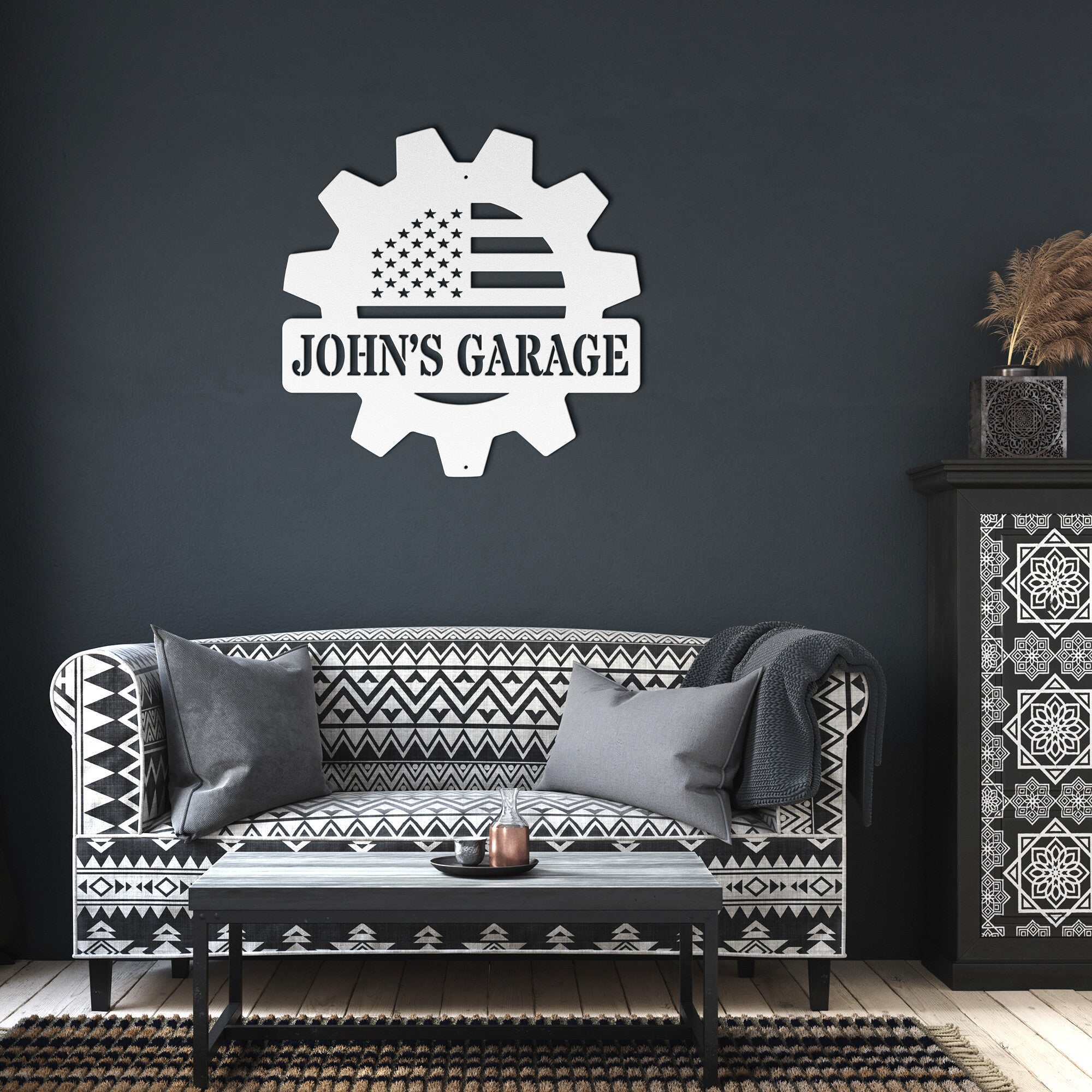 Personalized Gear Garage Sign - Cool Metal Signs