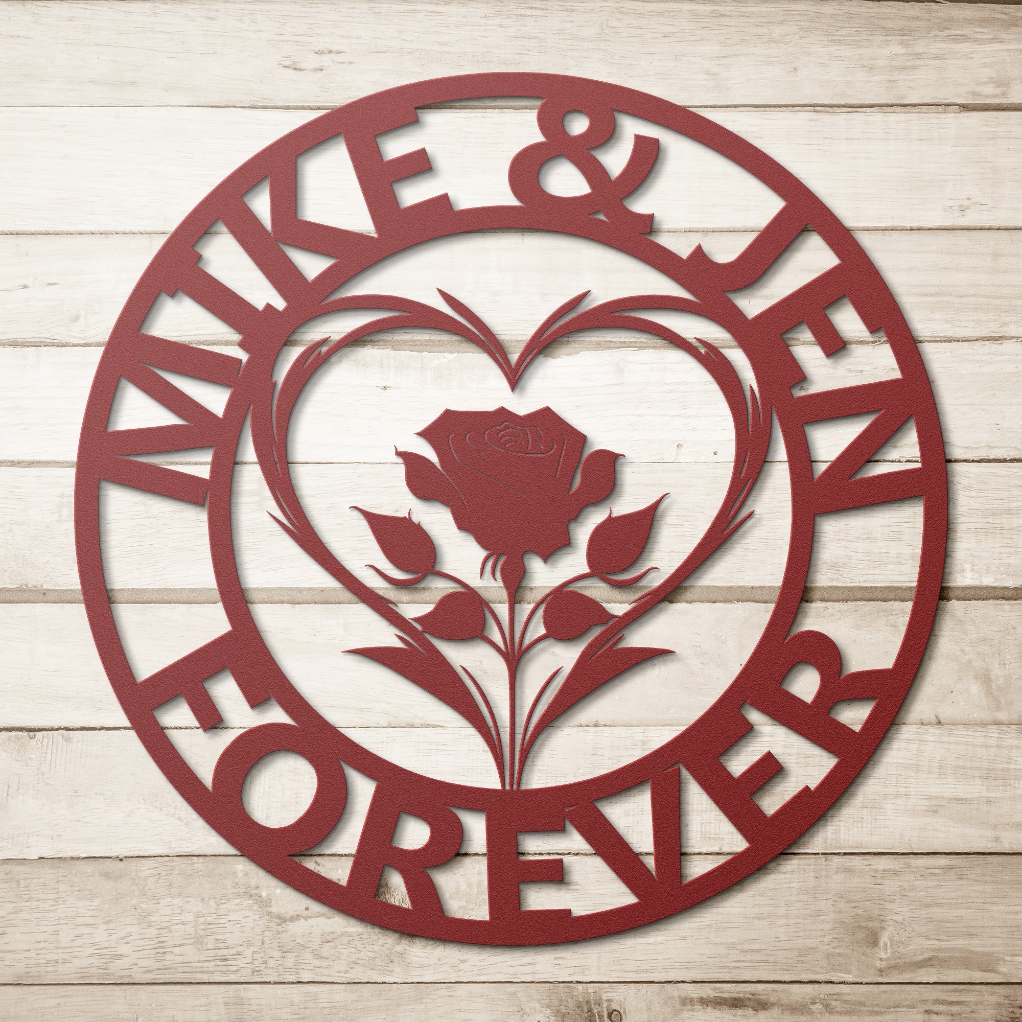 Personalized Heart Rose Sign - Valentines Day - Cool Metal Signs