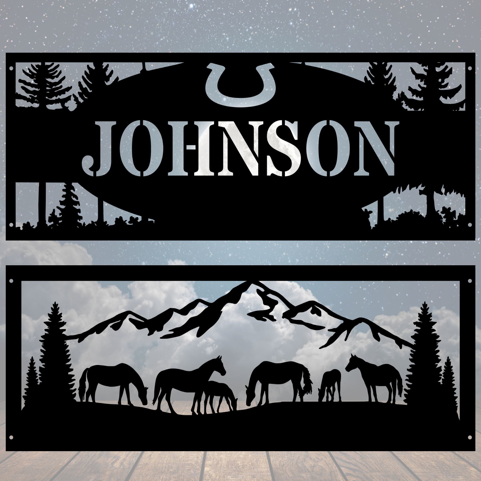Personalized Horse Scene Fire Pit Ring - Cool Metal Signs