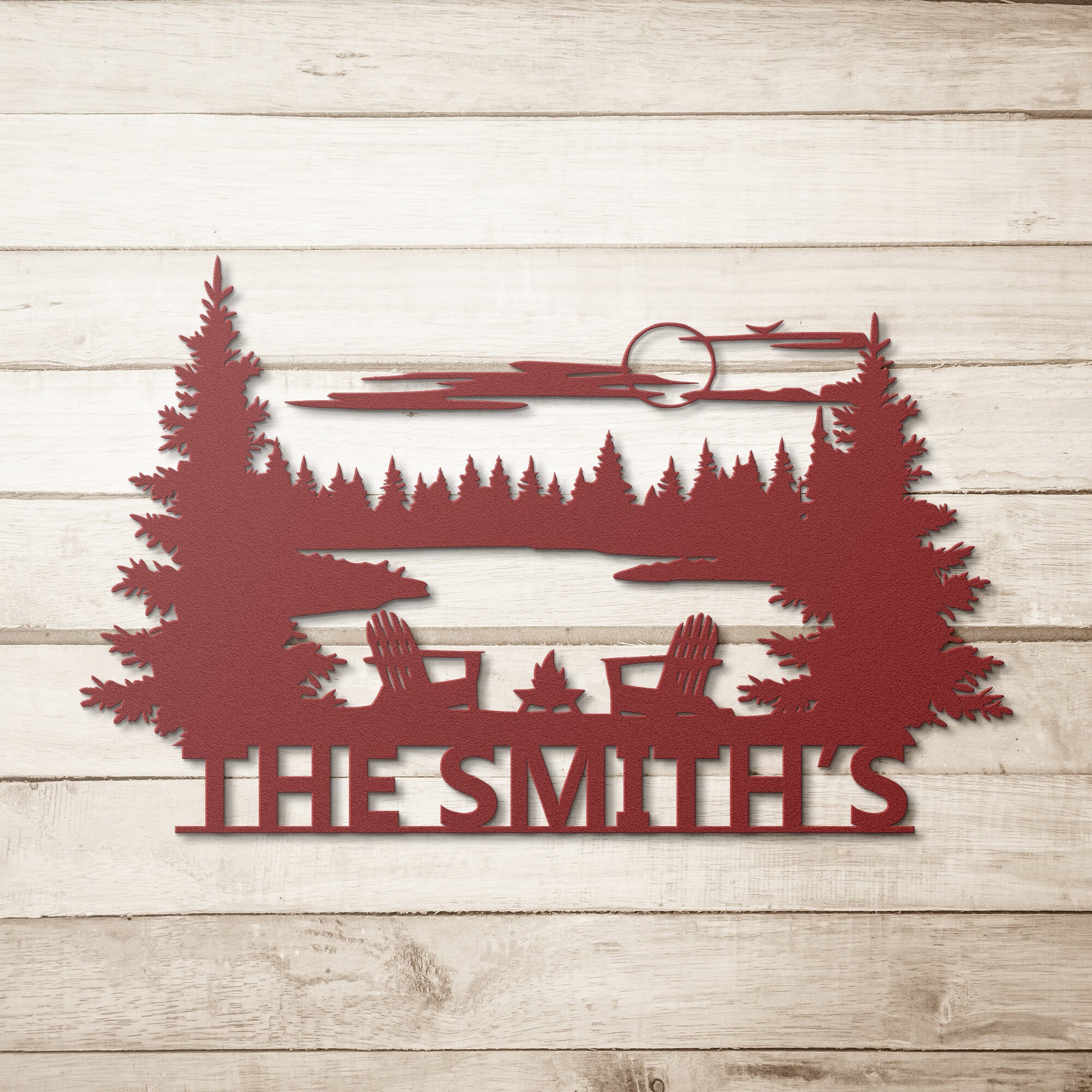 Personalized Lake Scene Family Sign - Cool Metal Signs