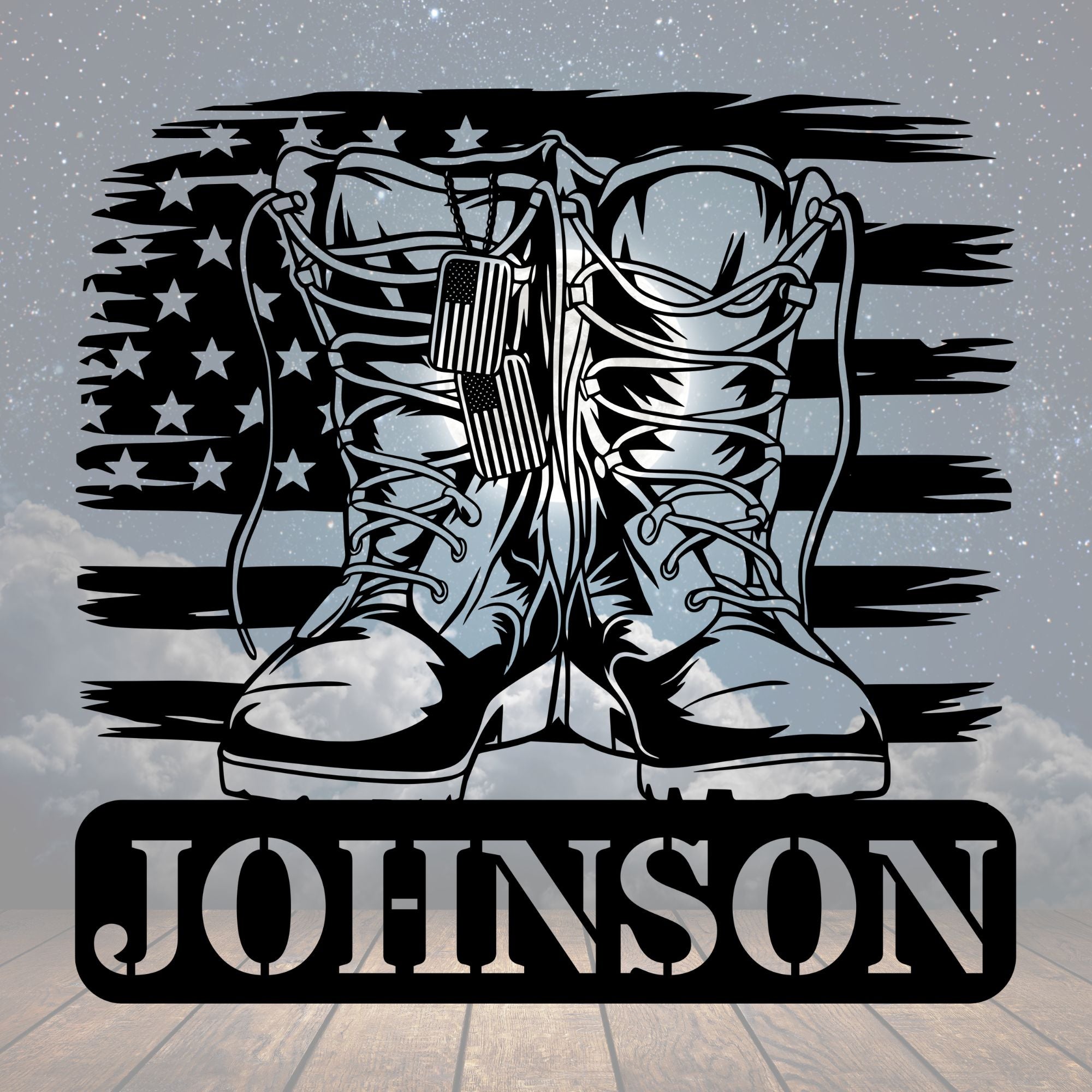 Personalized Military Boots Sign - Cool Metal Signs