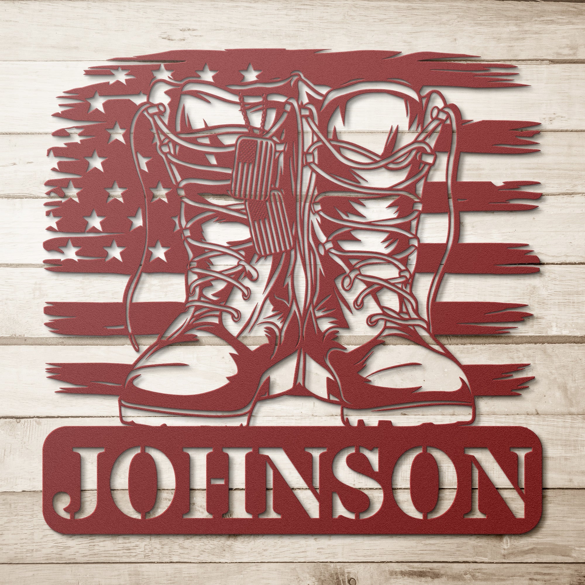 Personalized Military Boots Sign - Cool Metal Signs