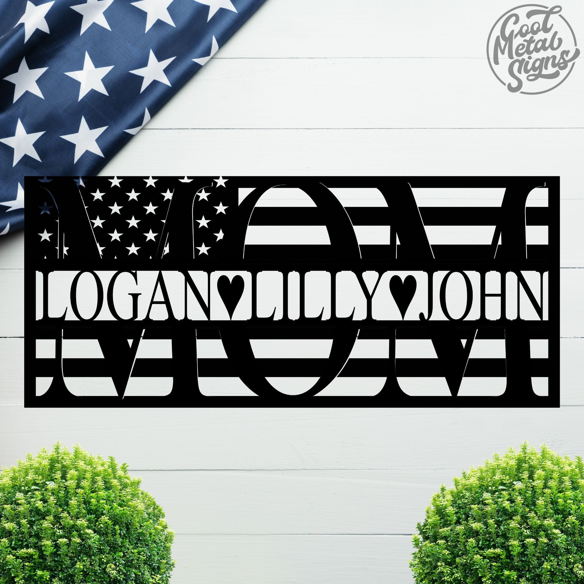 Personalized MOM Sign - Flag Scene - Cool Metal Signs