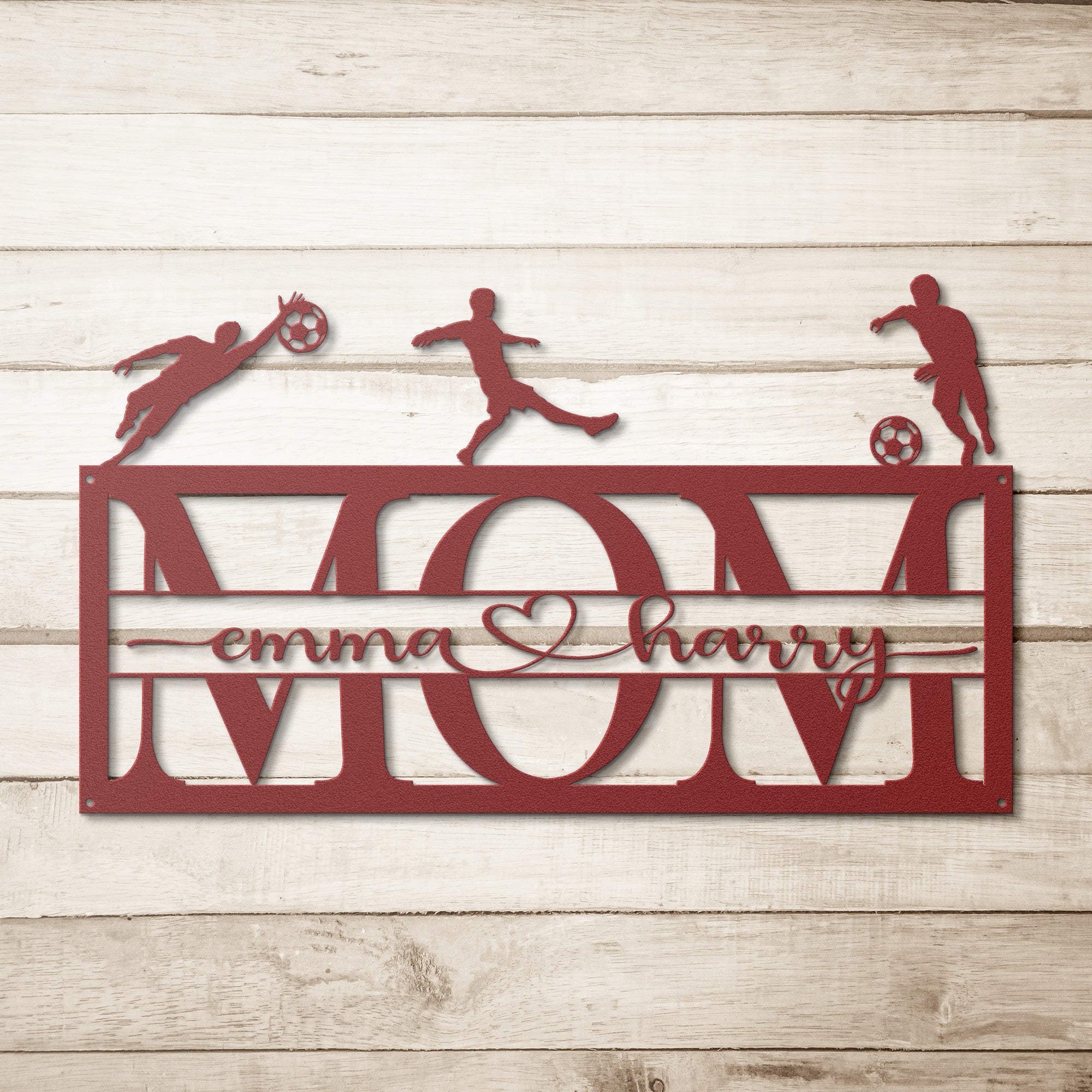 Personalized MOM Sign - Soccer Theme - Cool Metal Signs