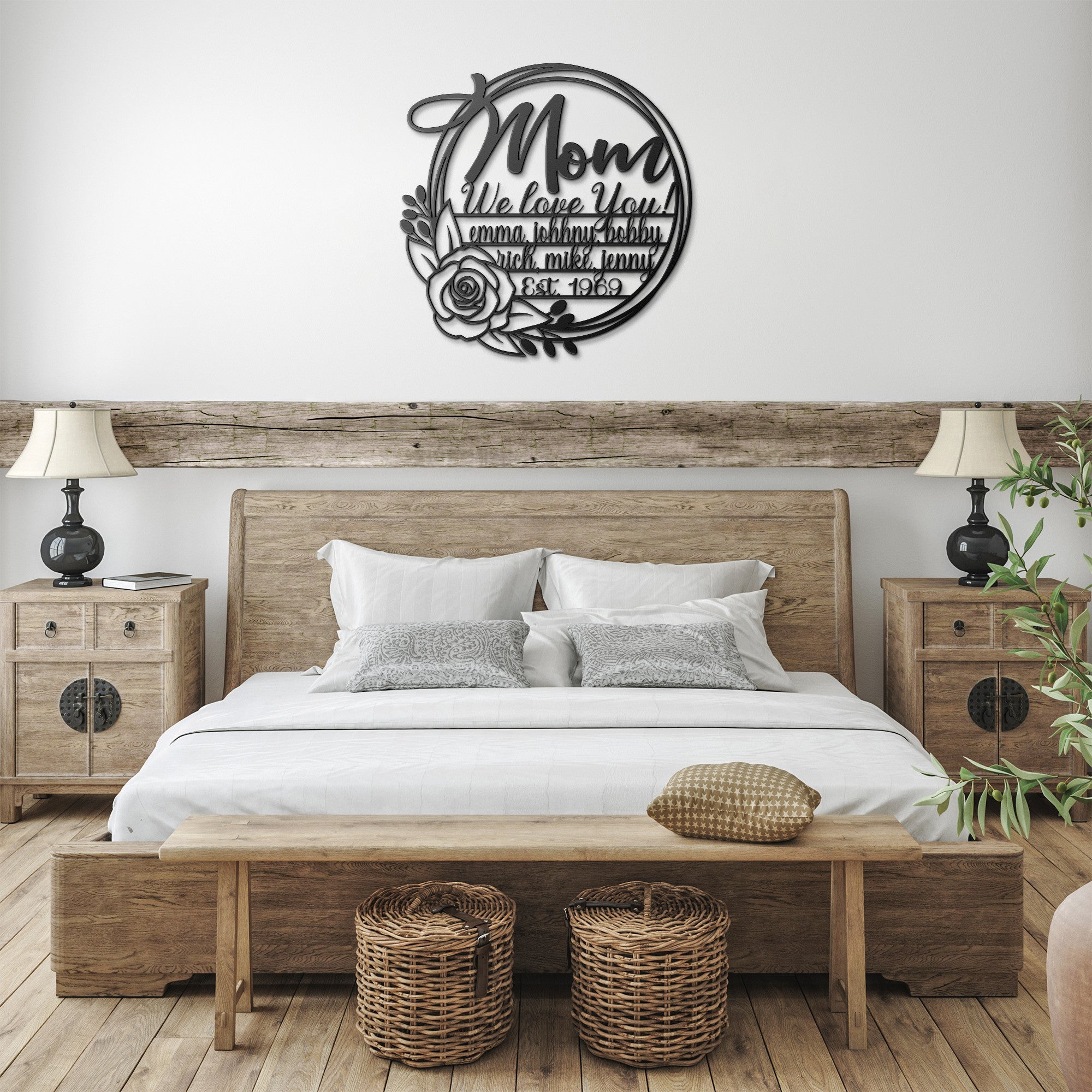 Personalized Mom Wreath Sign - Cool Metal Signs