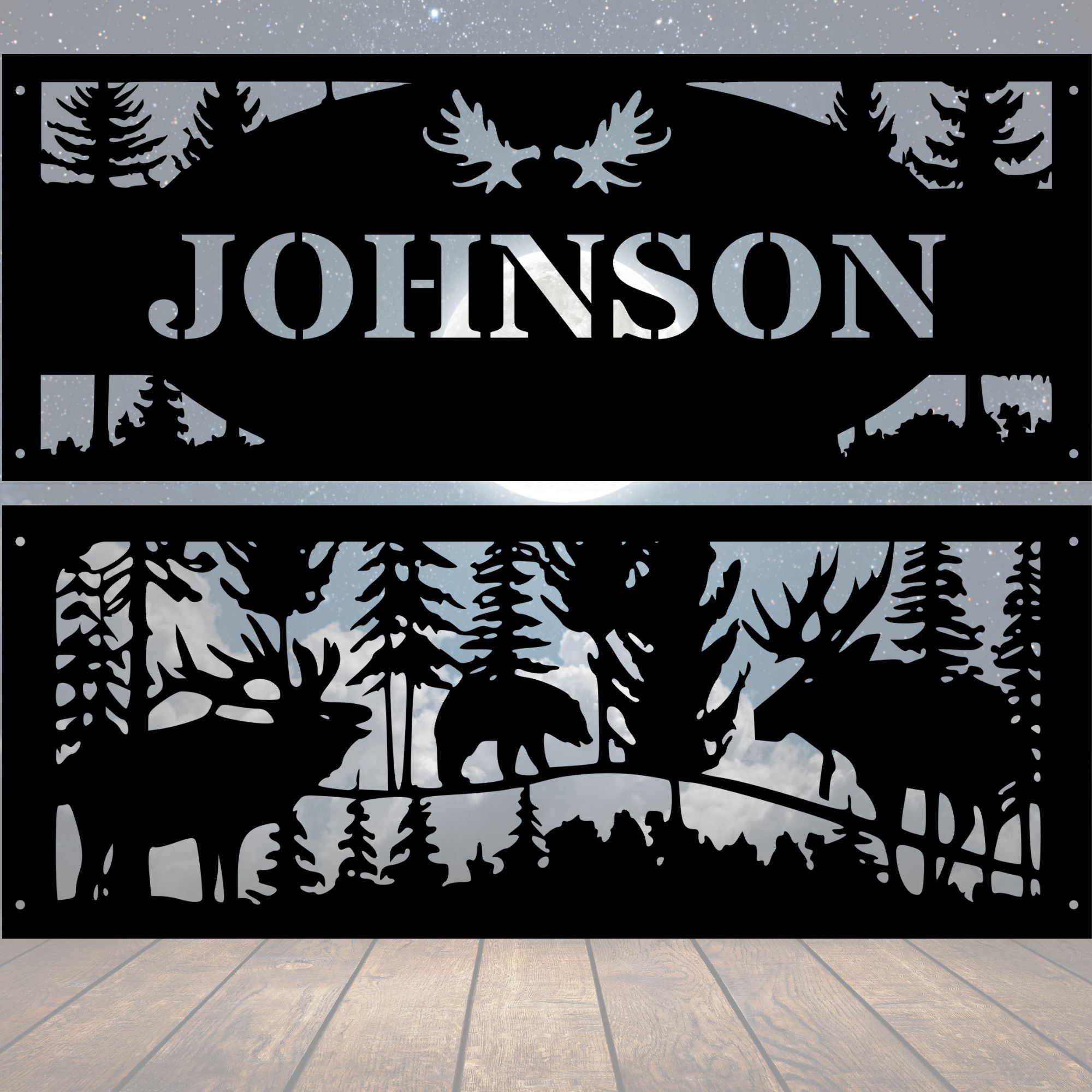 Personalized Moose Scene Fire Pit Ring - Cool Metal Signs
