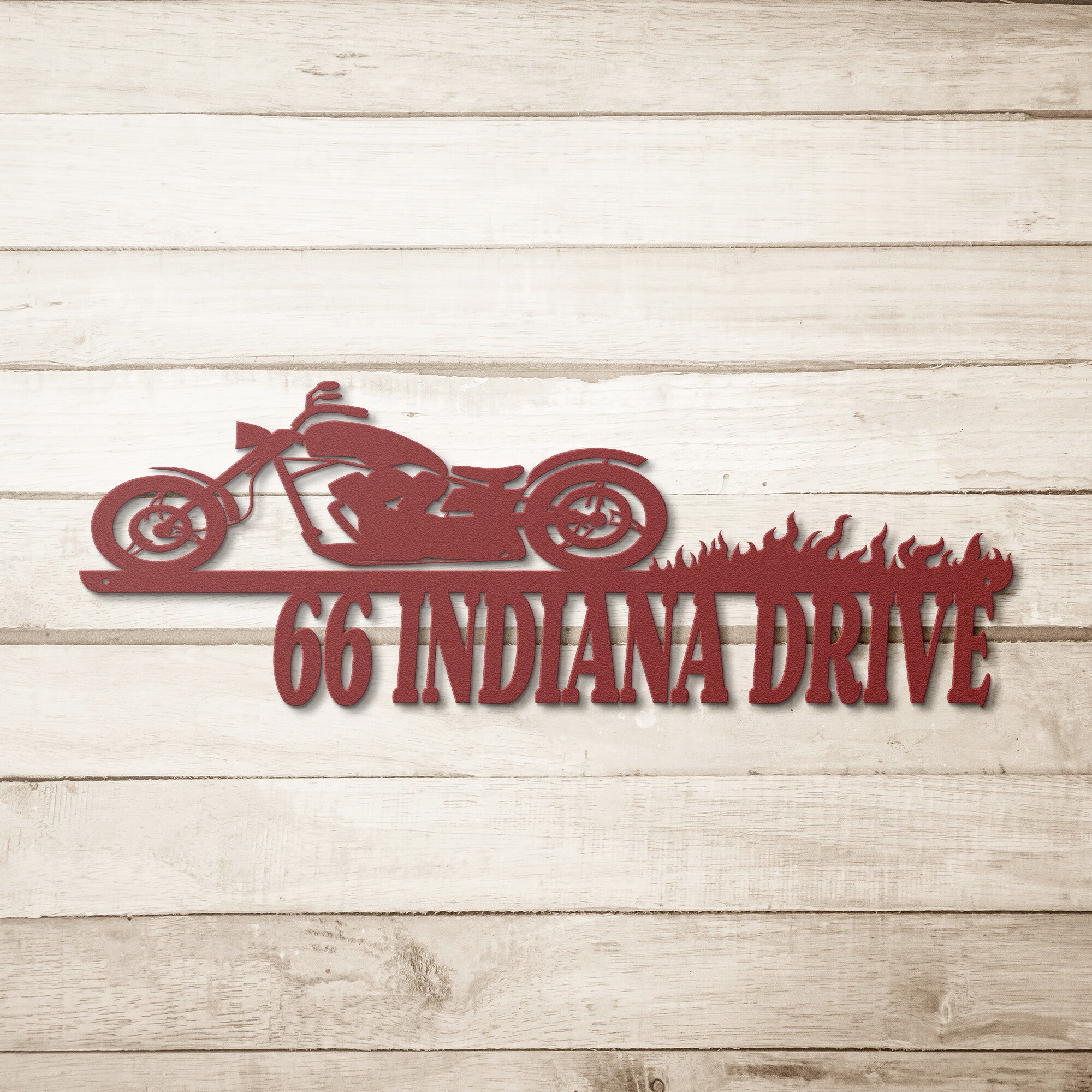 Personalized Motorcycle Address Sign - Cool Metal Signs