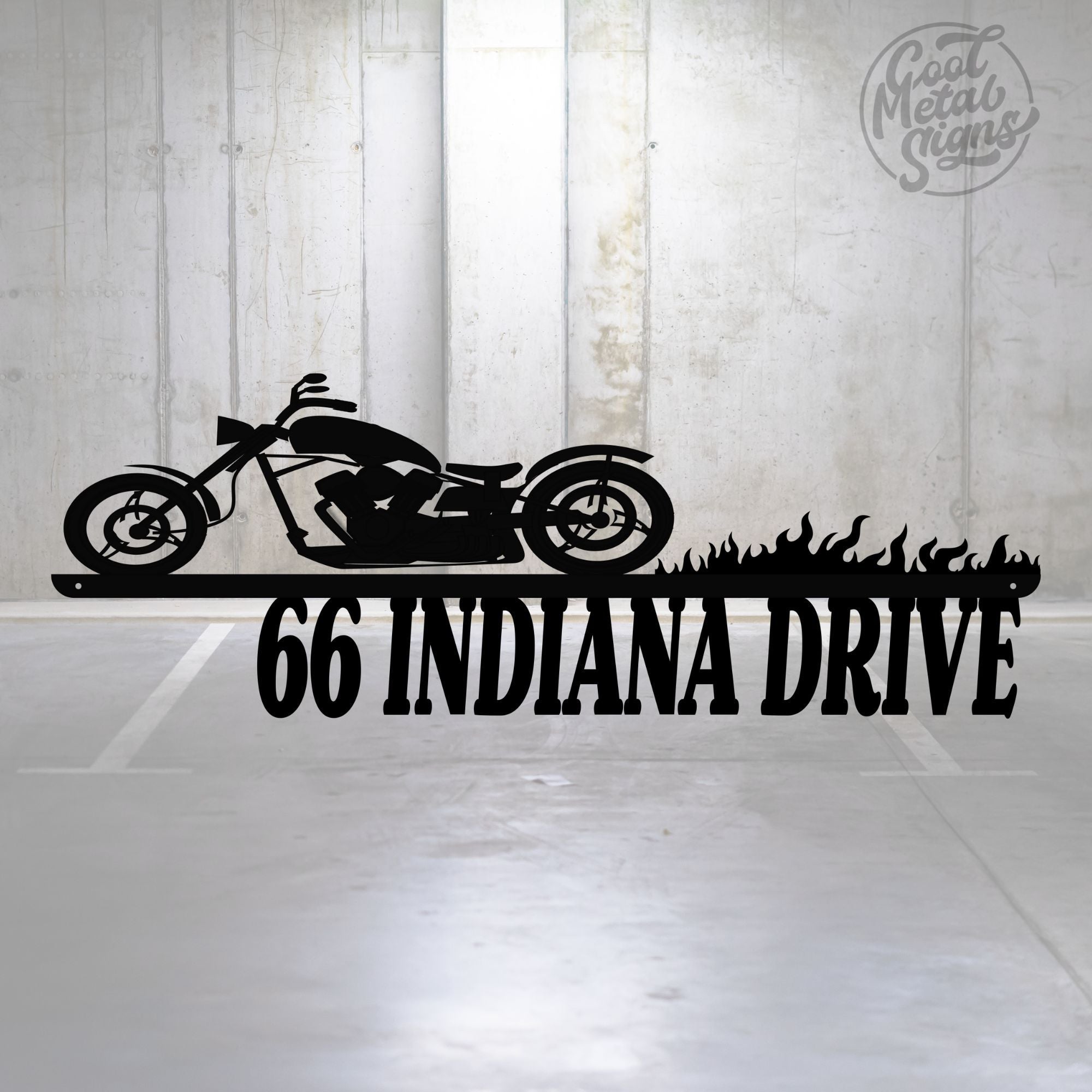 Personalized Motorcycle Address Sign - Cool Metal Signs