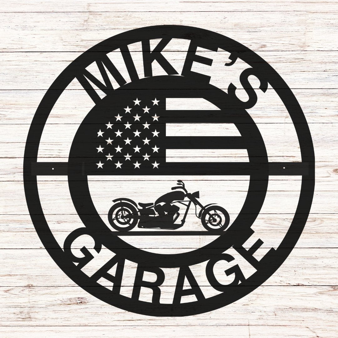 Personalized Motorcycle Garage Sign - Cool Metal Signs