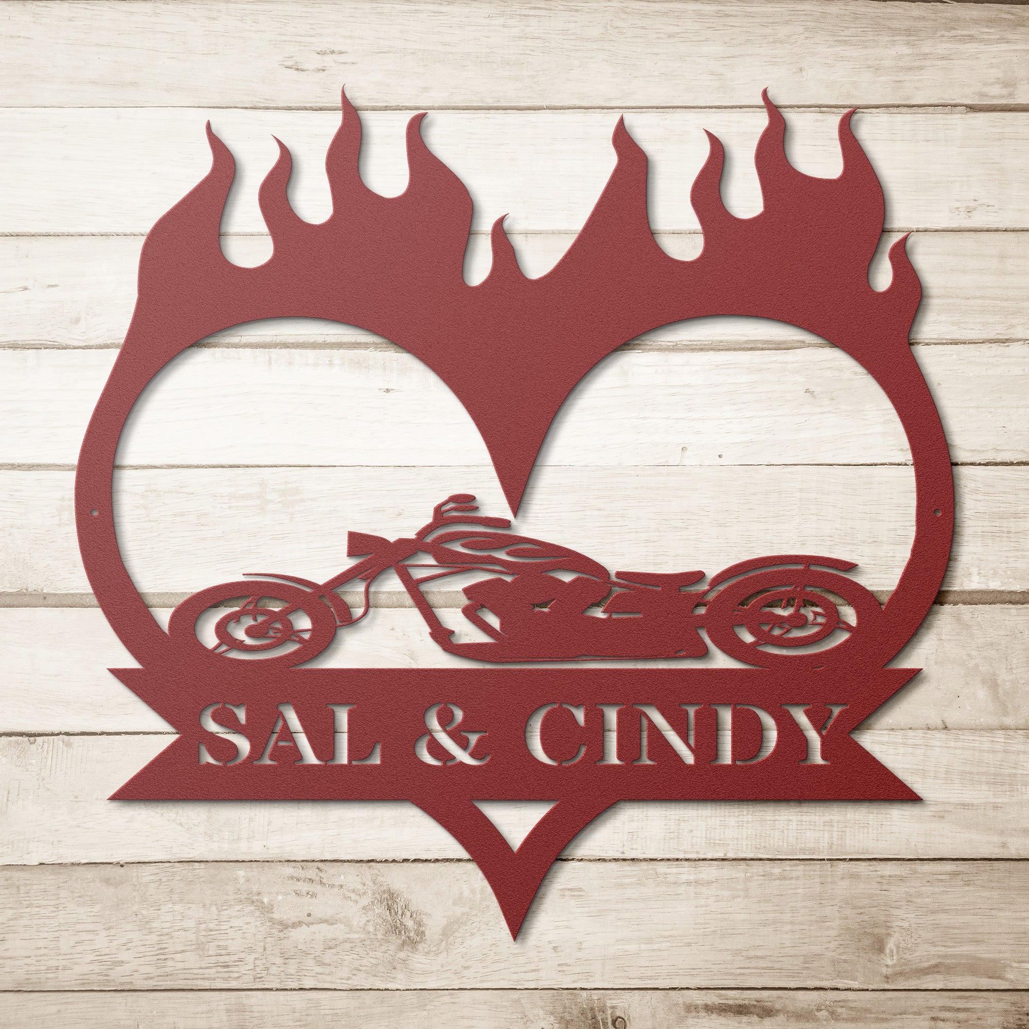 Personalized Motorcycle Heart Sign - Cool Metal Signs