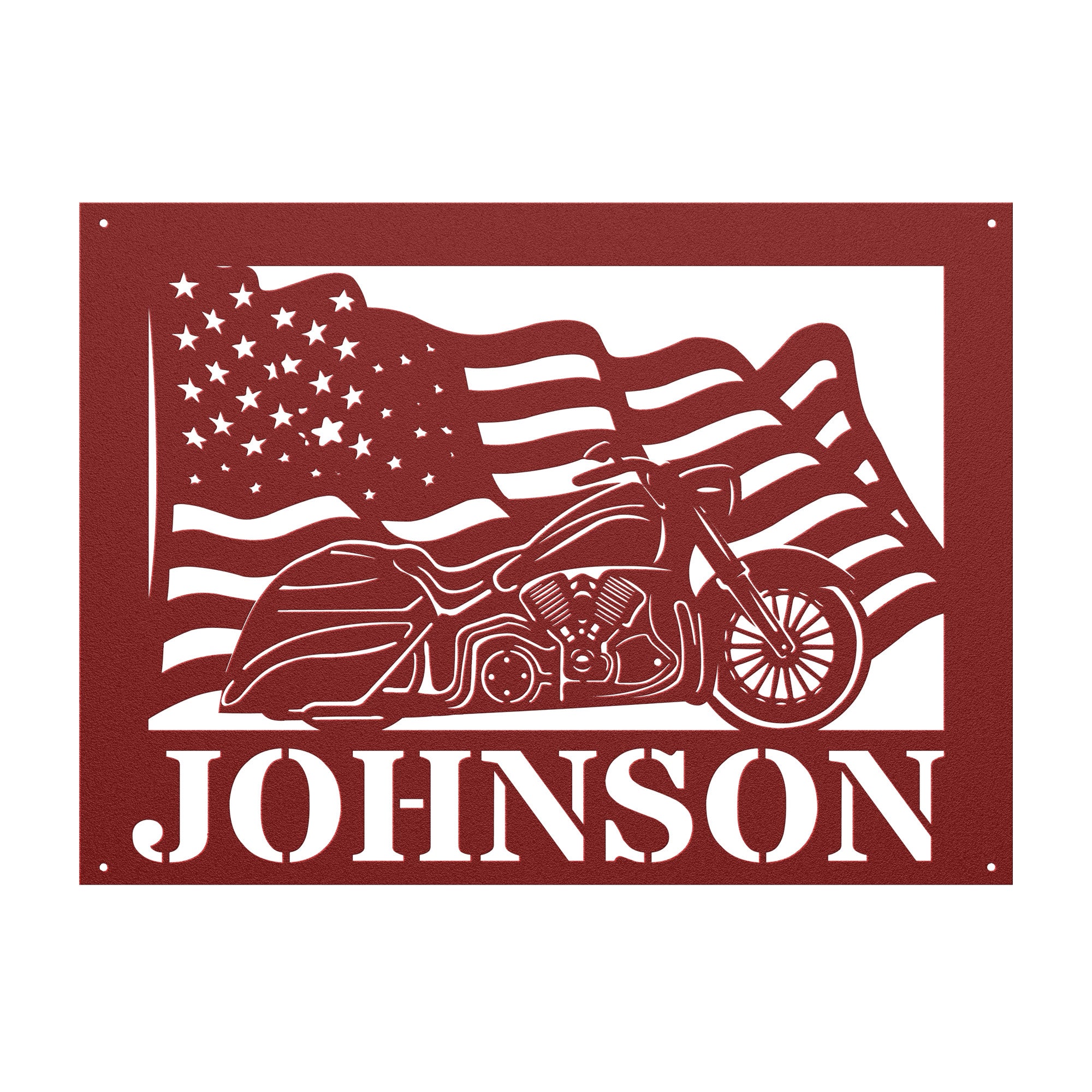 Personalized Motorcycle Waving Flag Sign - Cool Metal Signs