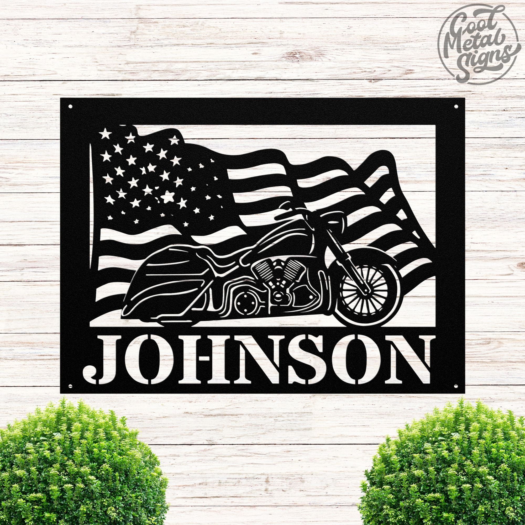 Personalized Motorcycle Waving Flag Sign - Cool Metal Signs