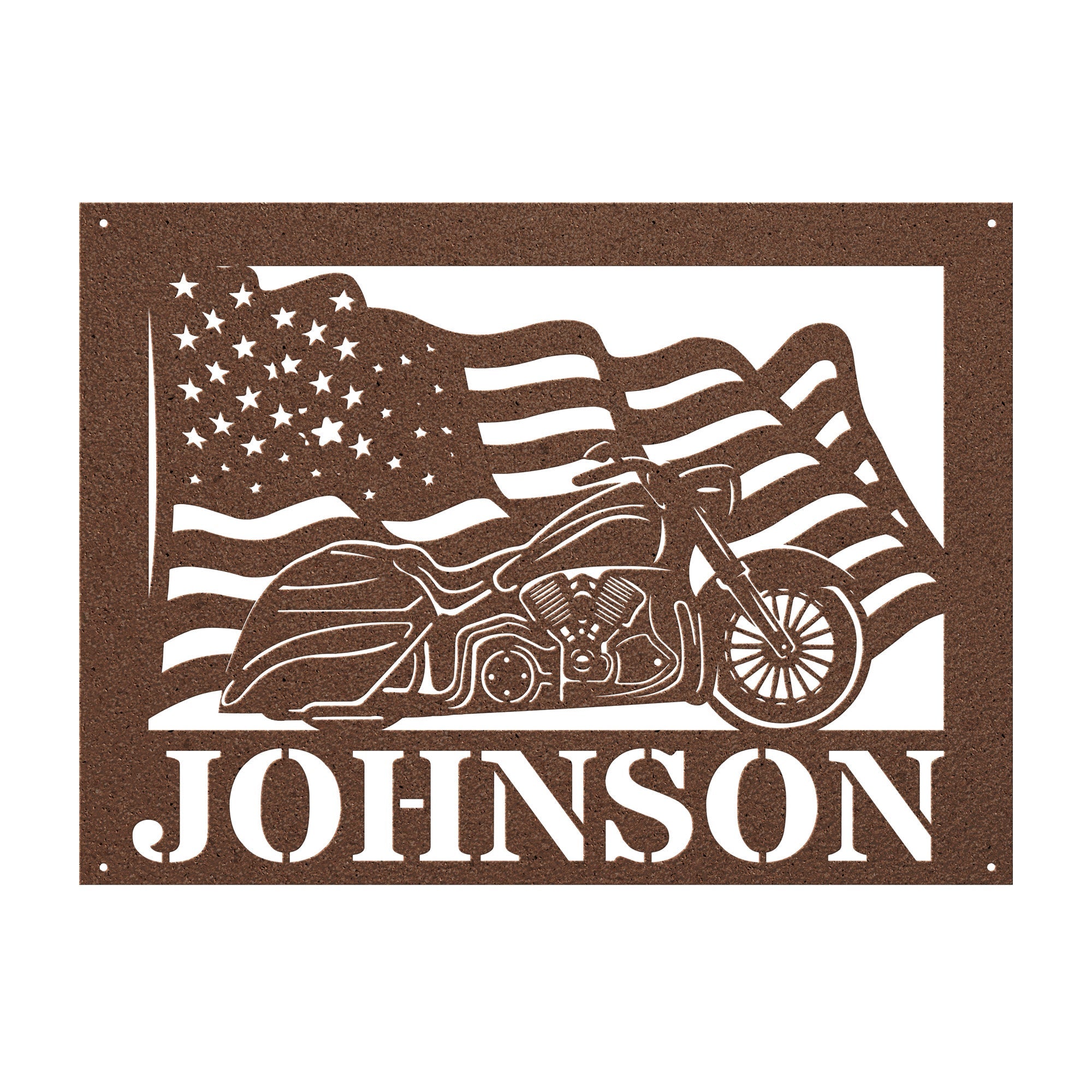 Personalized Motorcycle Waving Flag Sign - Cool Metal Signs