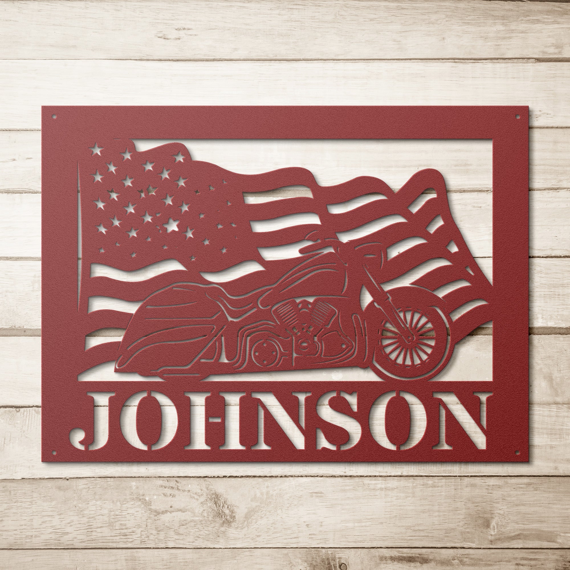 Personalized Motorcycle Waving Flag Sign - Cool Metal Signs