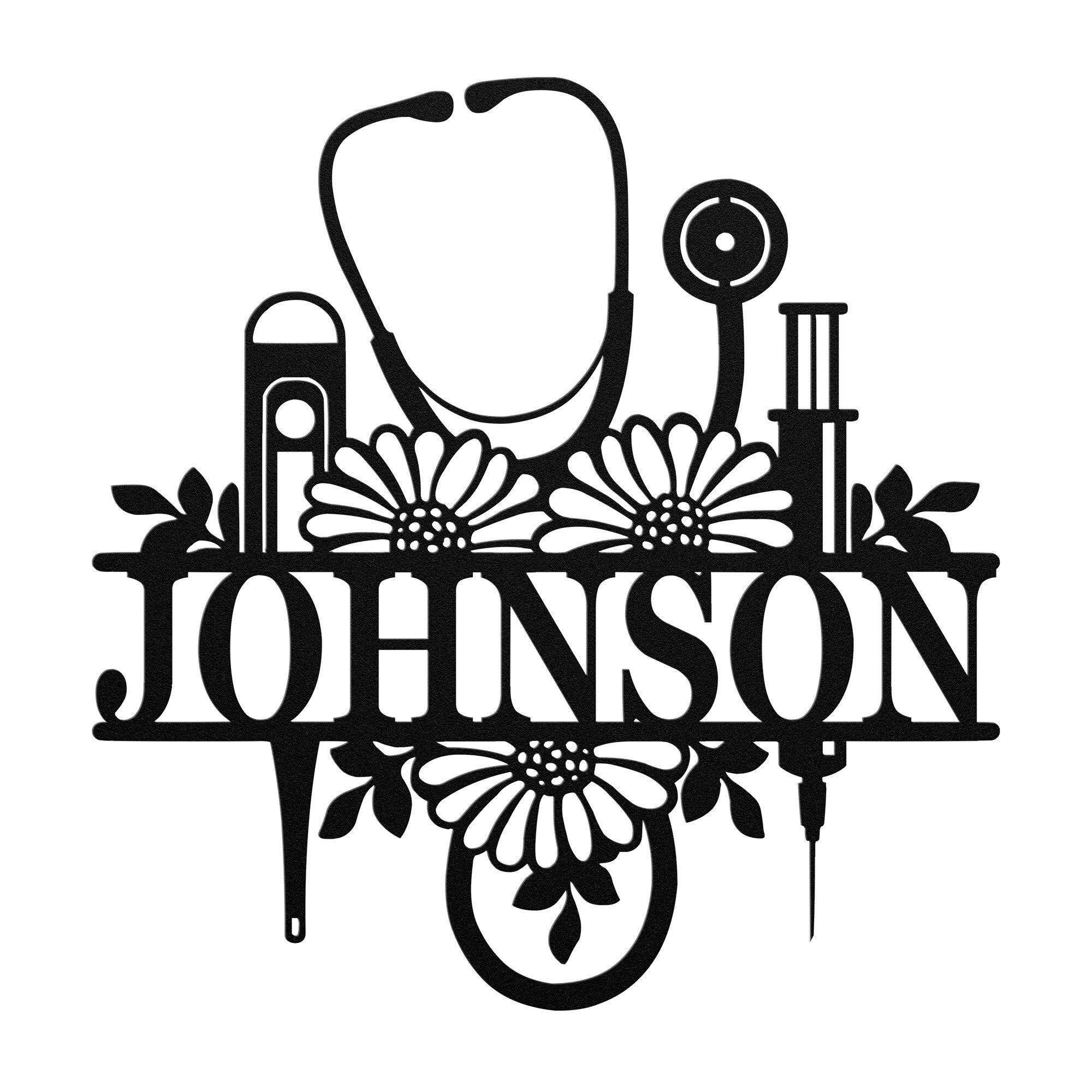 Personalized Nurse Floral Sign - Cool Metal Signs