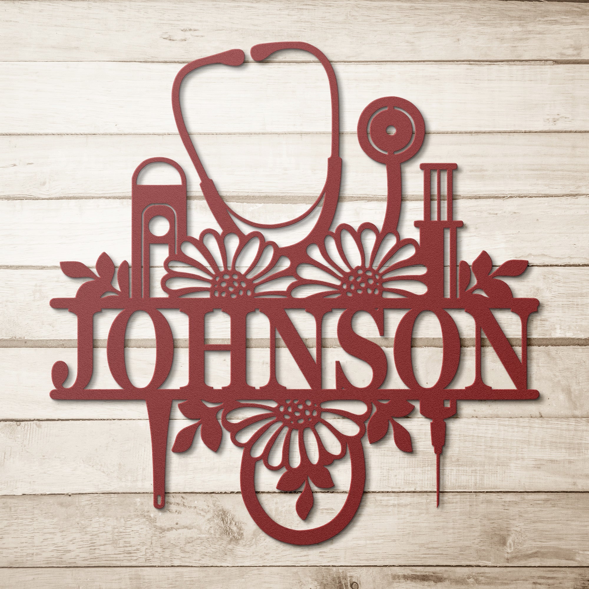 Personalized Nurse Floral Sign - Cool Metal Signs