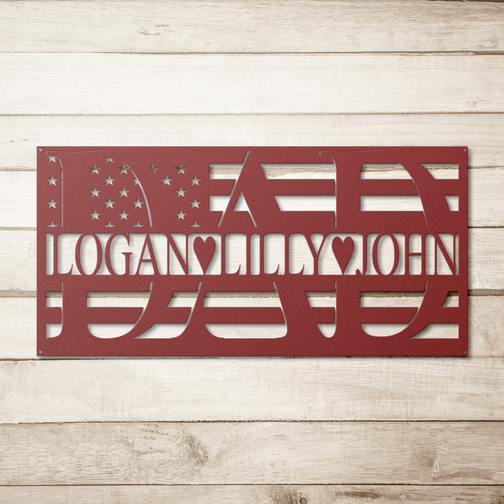 Personalized Patriot DAD Monogram Sign with Kids Names - Cool Metal Signs