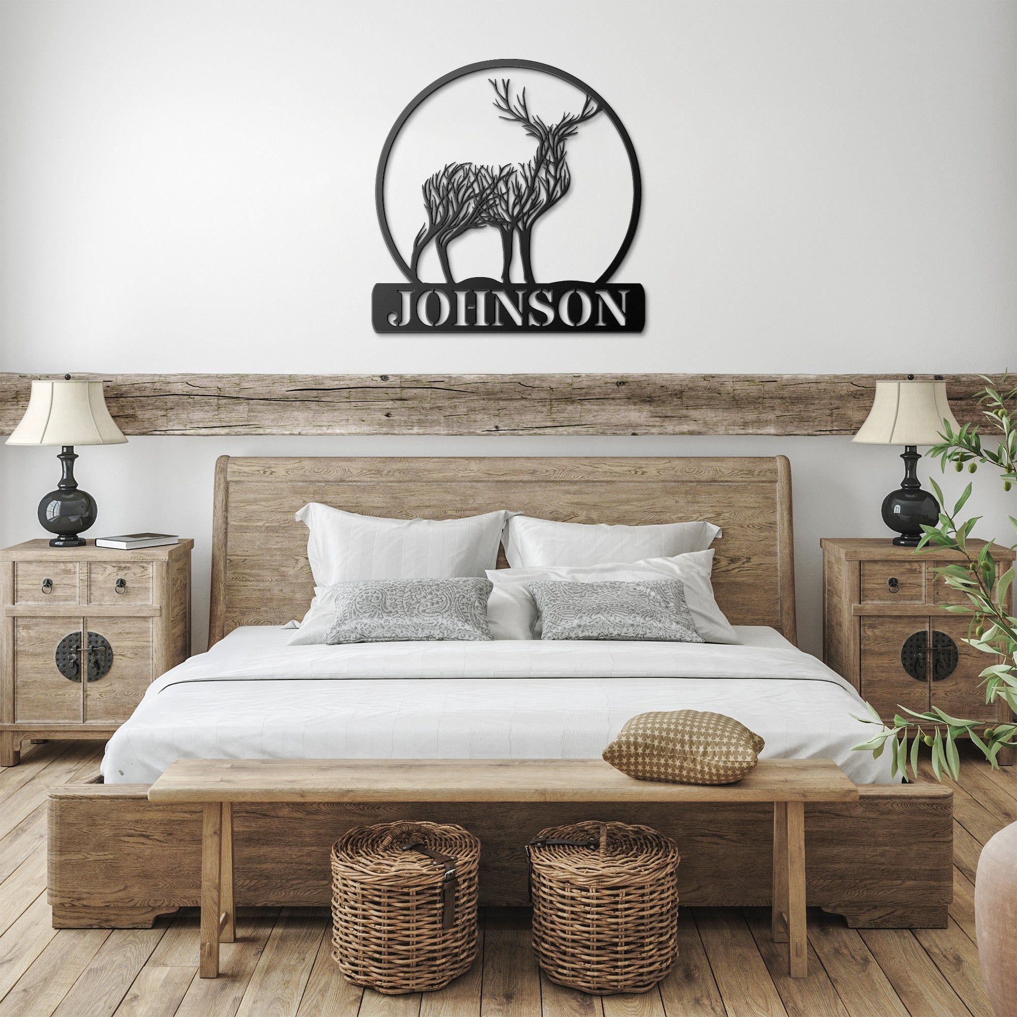 Personalized Round Deer Tree Sign - Cool Metal Signs