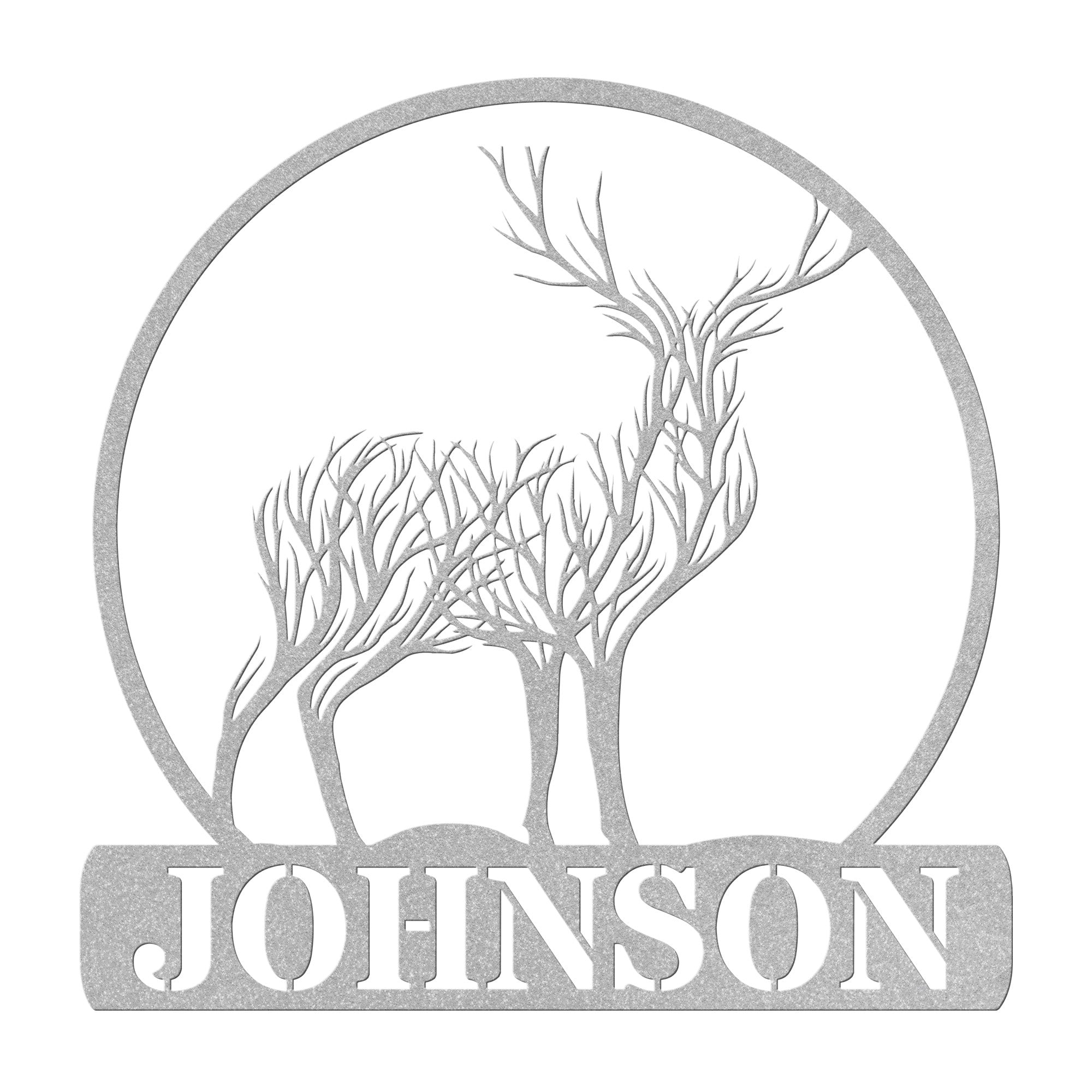 Personalized Round Deer Tree Sign - Cool Metal Signs