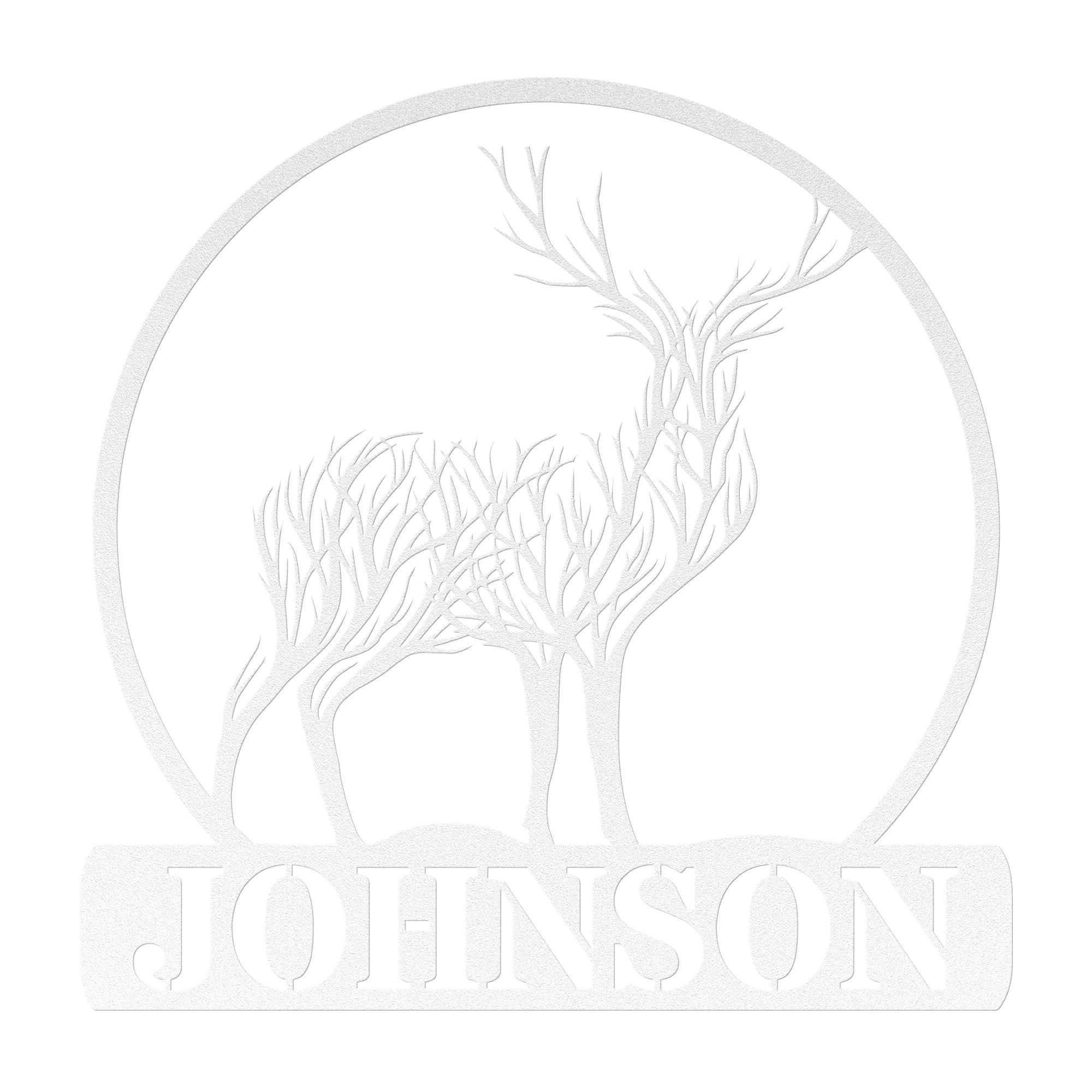 Personalized Round Deer Tree Sign - Cool Metal Signs