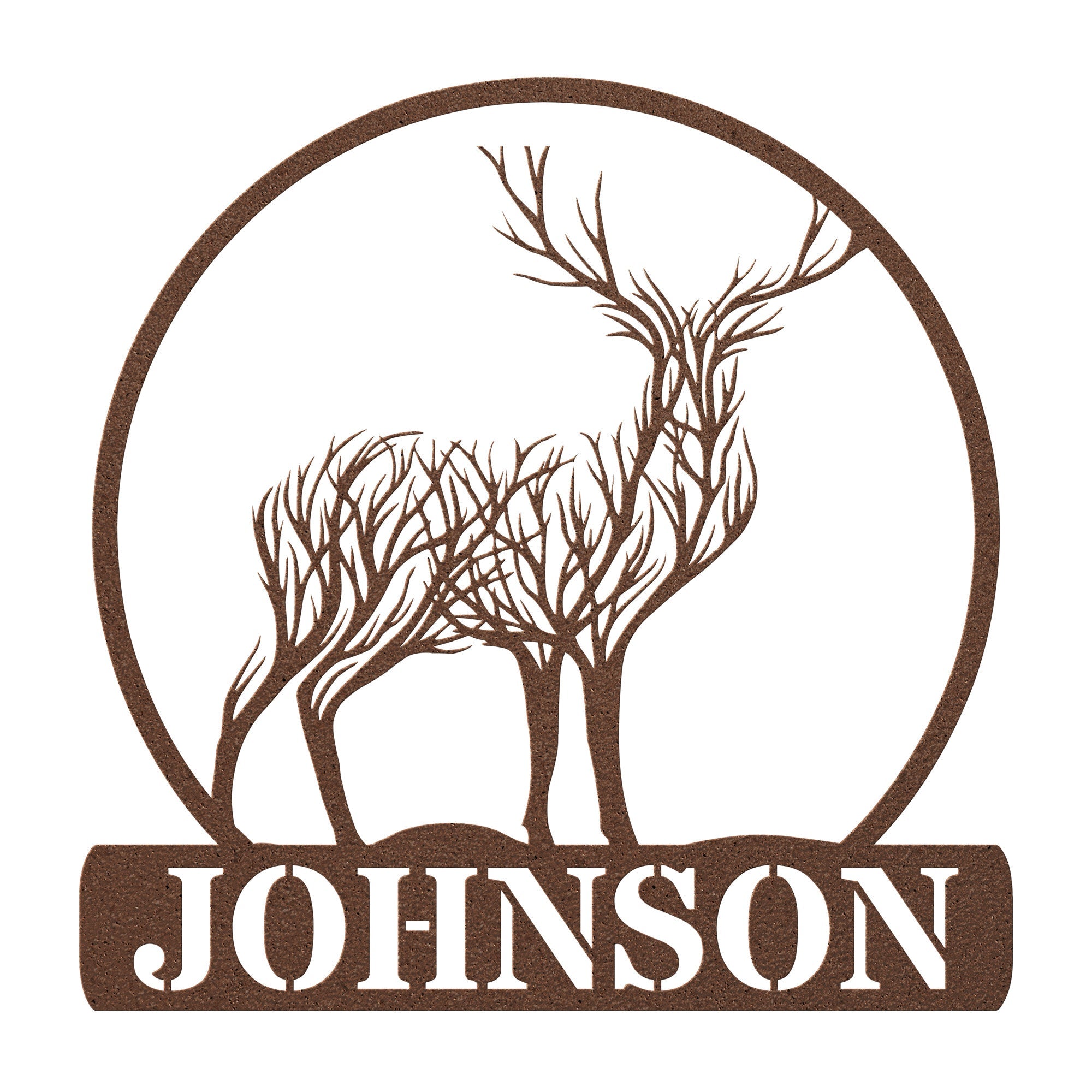 Personalized Round Deer Tree Sign - Cool Metal Signs