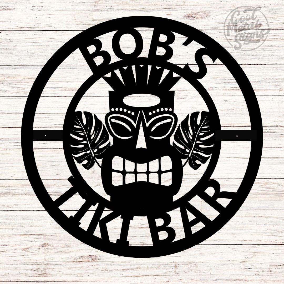 Personalized Round Tiki Bar Sign - Cool Metal Signs