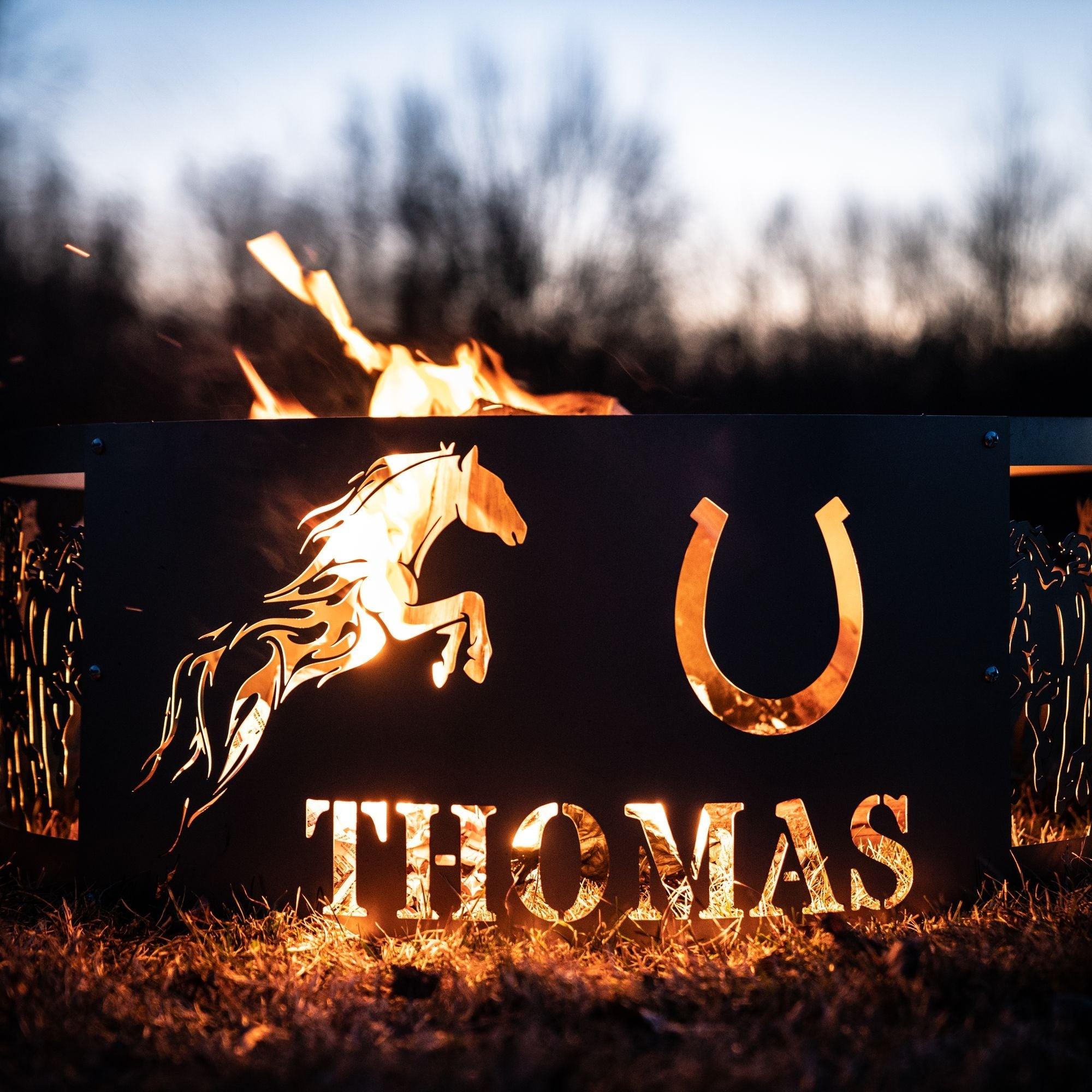 Personalized Running Horses Fire Pit Ring - Cool Metal Signs