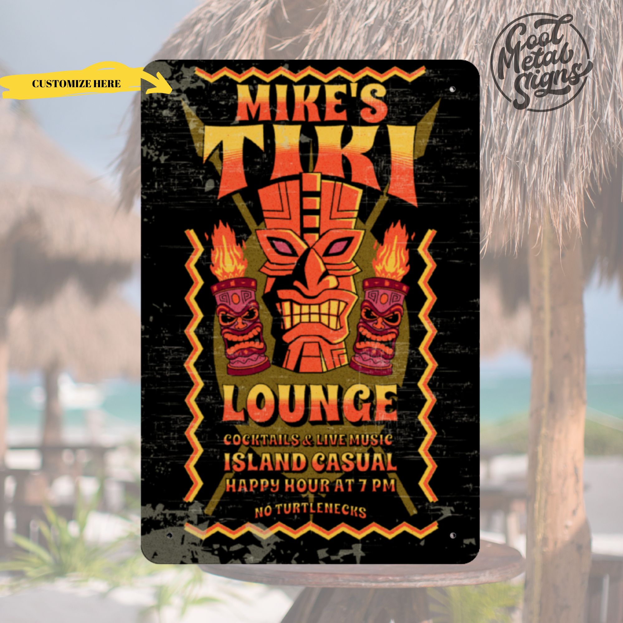 Personalized Tiki Lounge Sign - Cool Metal Signs