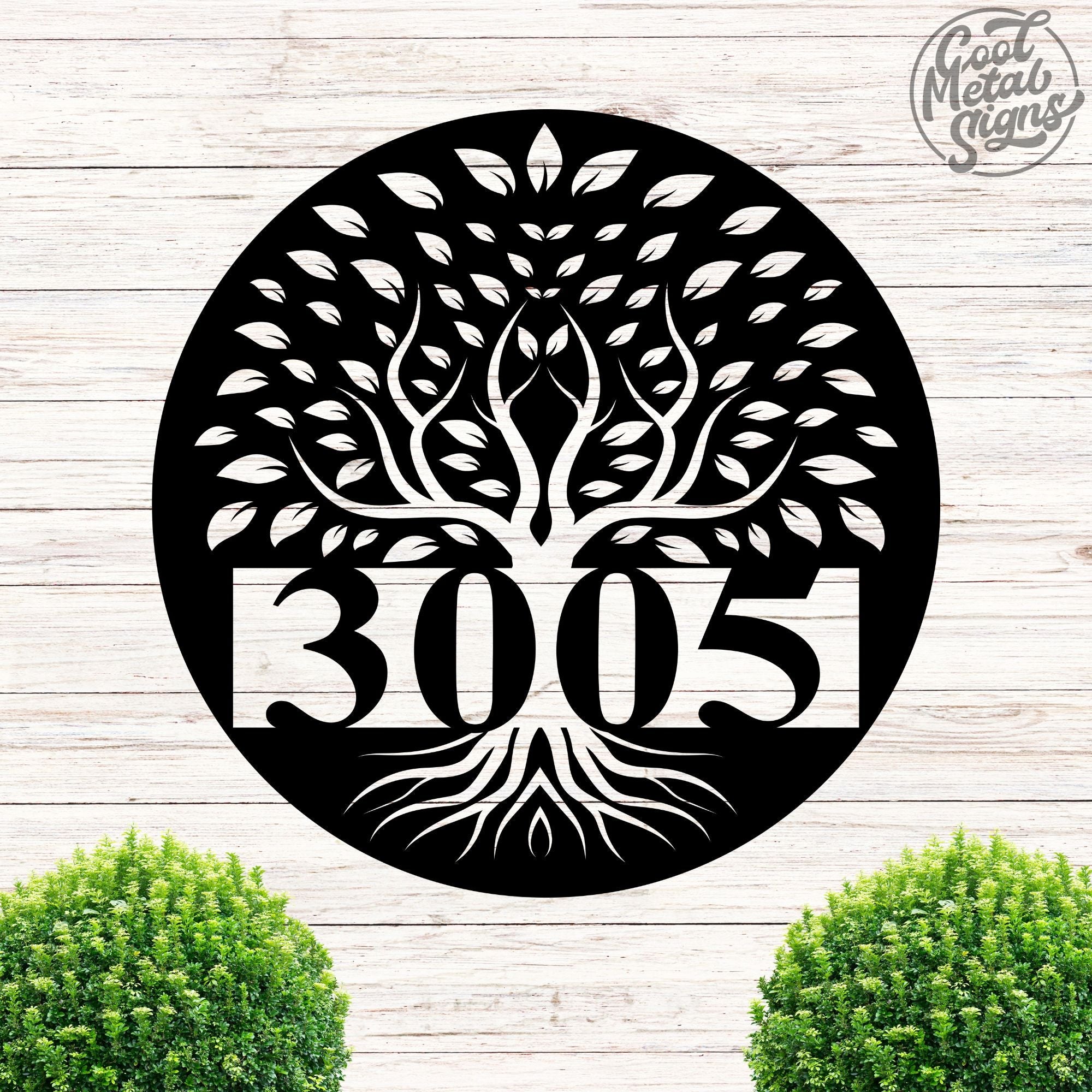 Personalized Tree Address Sign - Cool Metal Signs