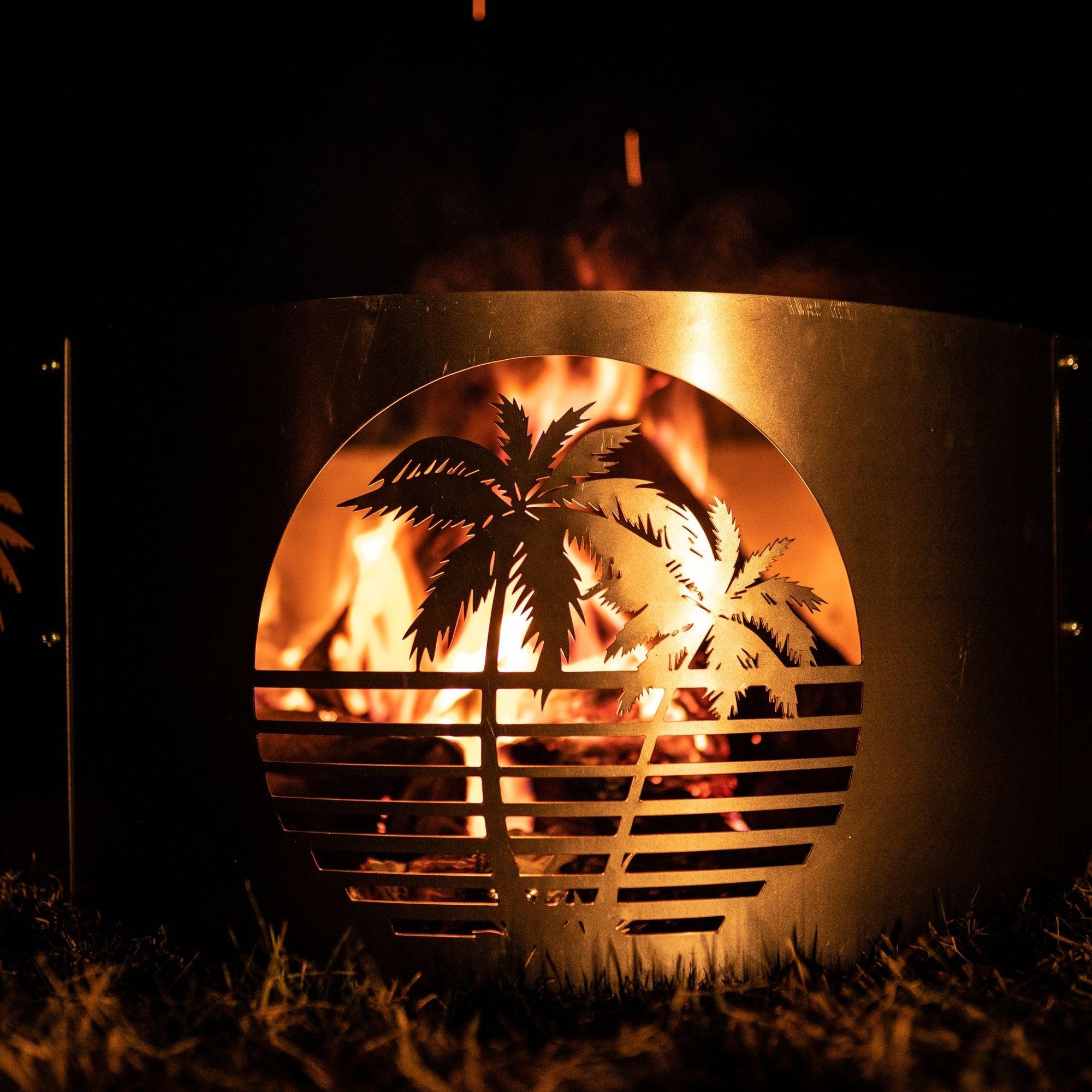 Personalized Tropical Fire Pit Ring - Cool Metal Signs