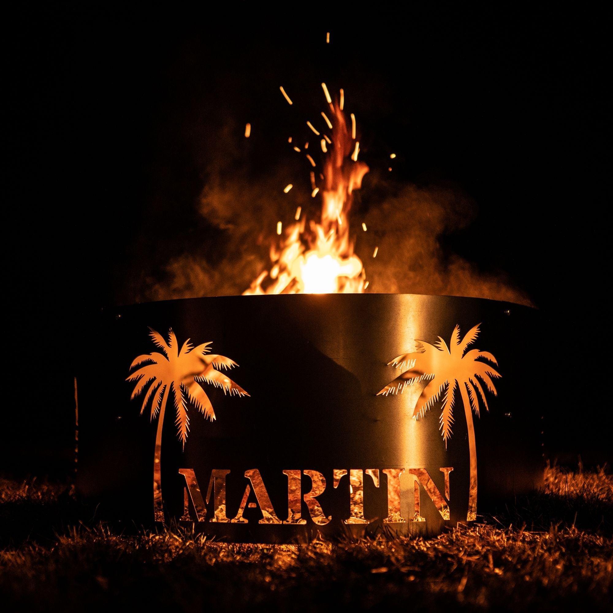 Personalized Tropical Fire Pit Ring - Cool Metal Signs