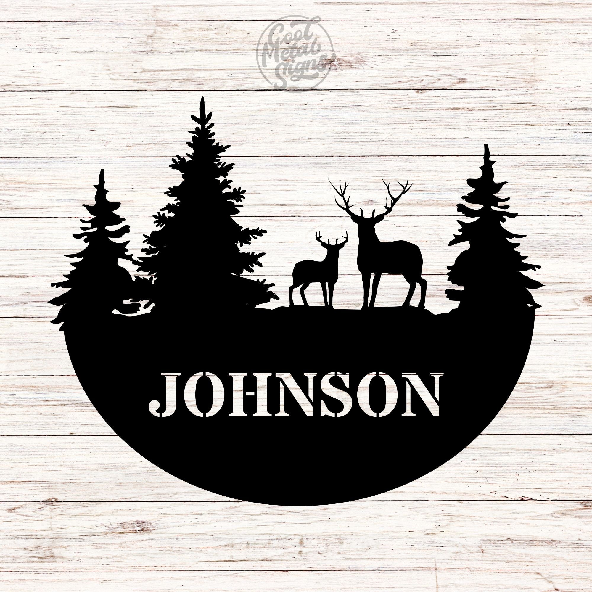 Personalized Two Deer Family Sign - Cool Metal Signs