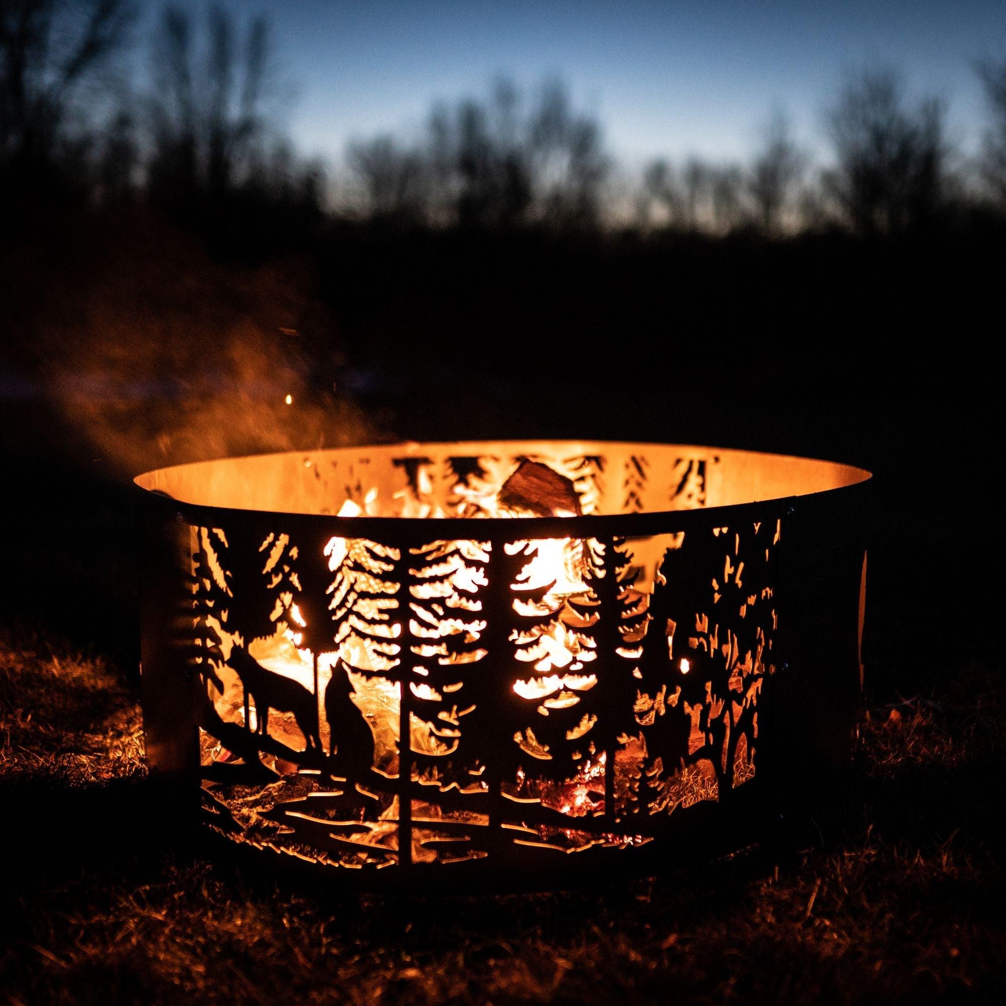 Personalized Wolves Fire Pit Ring - Cool Metal Signs