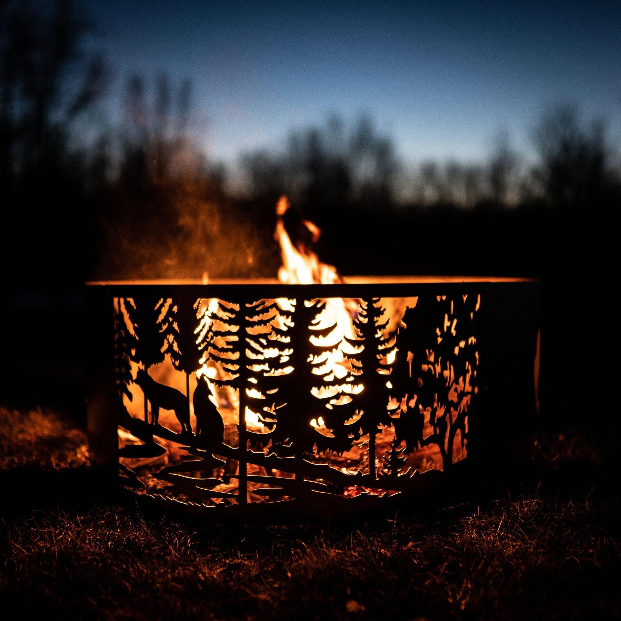 Personalized Wolves Fire Pit Ring - Cool Metal Signs