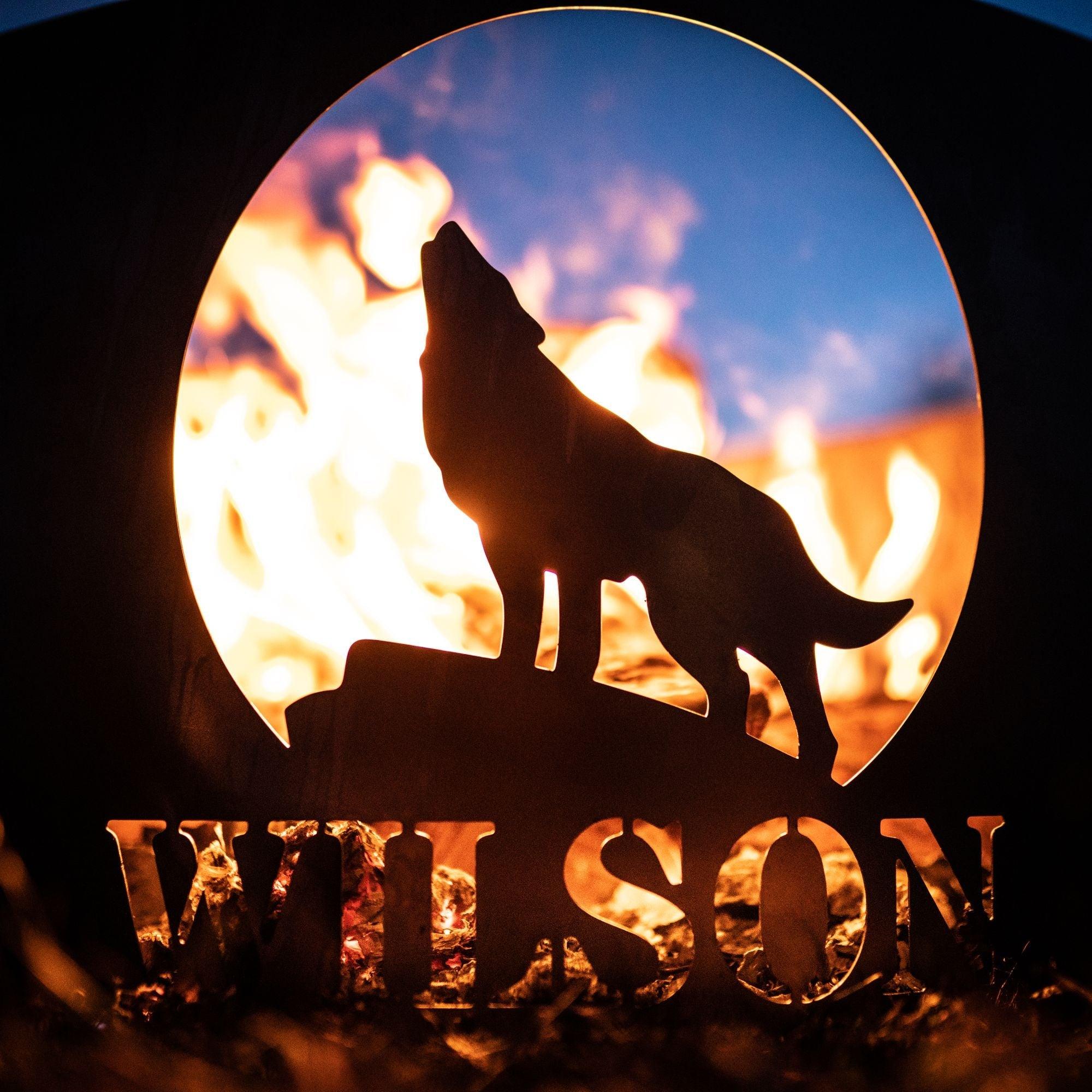 Personalized Wolves Fire Pit Ring - Cool Metal Signs