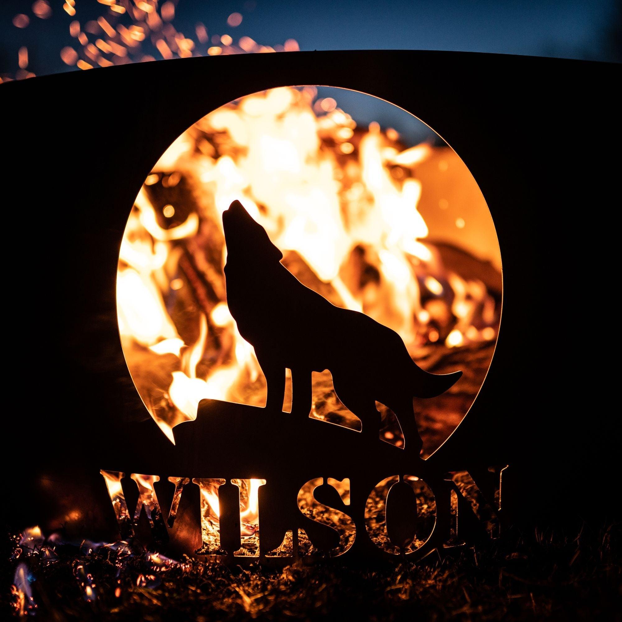 Personalized Wolves Fire Pit Ring - Cool Metal Signs