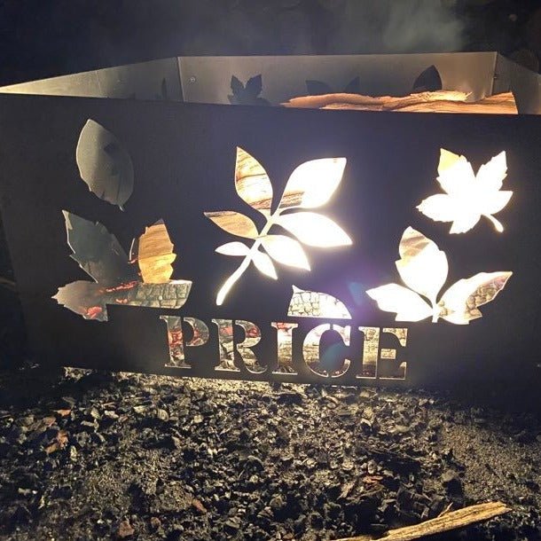 Square Personalized Fall Leaves Fire Pit Ring - Cool Metal Signs