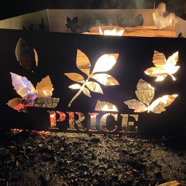 Square Personalized Fall Leaves Fire Pit Ring - Cool Metal Signs