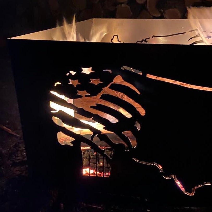 Square Personalized Punisher Fire Pit Ring - Cool Metal Signs