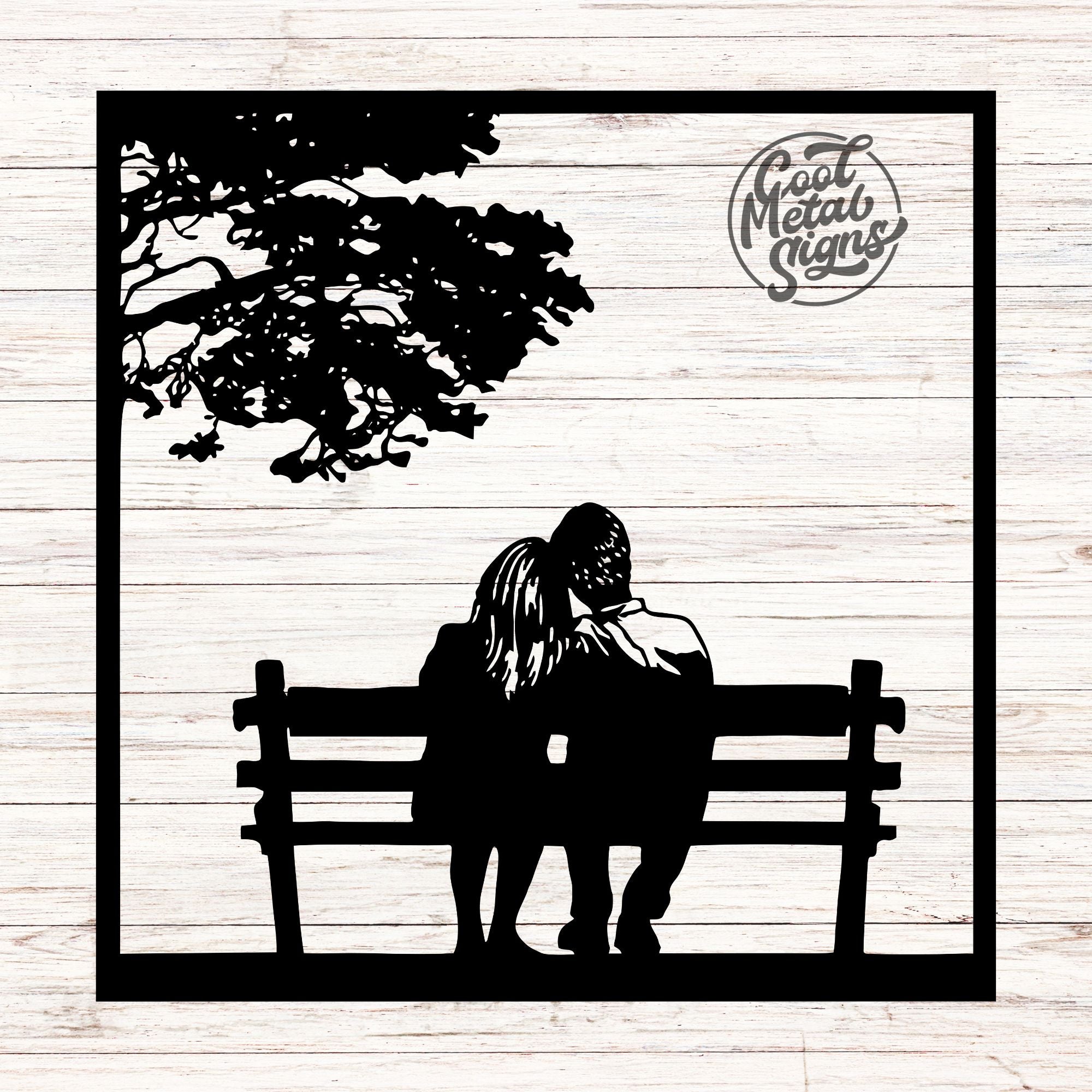 Together on a Bench Sign - Cool Metal Signs